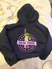 PINK Victorias Secret Womens Black Pink Hoode...