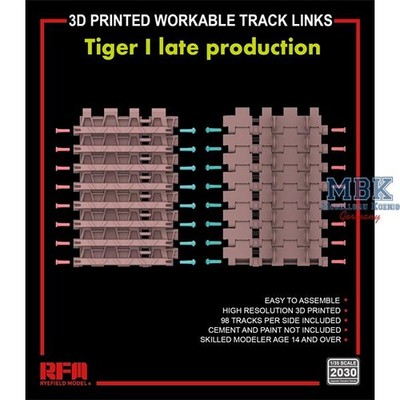 RYE FIELD MODEL RFM2030 3D printed Workable track links for Tiger I late