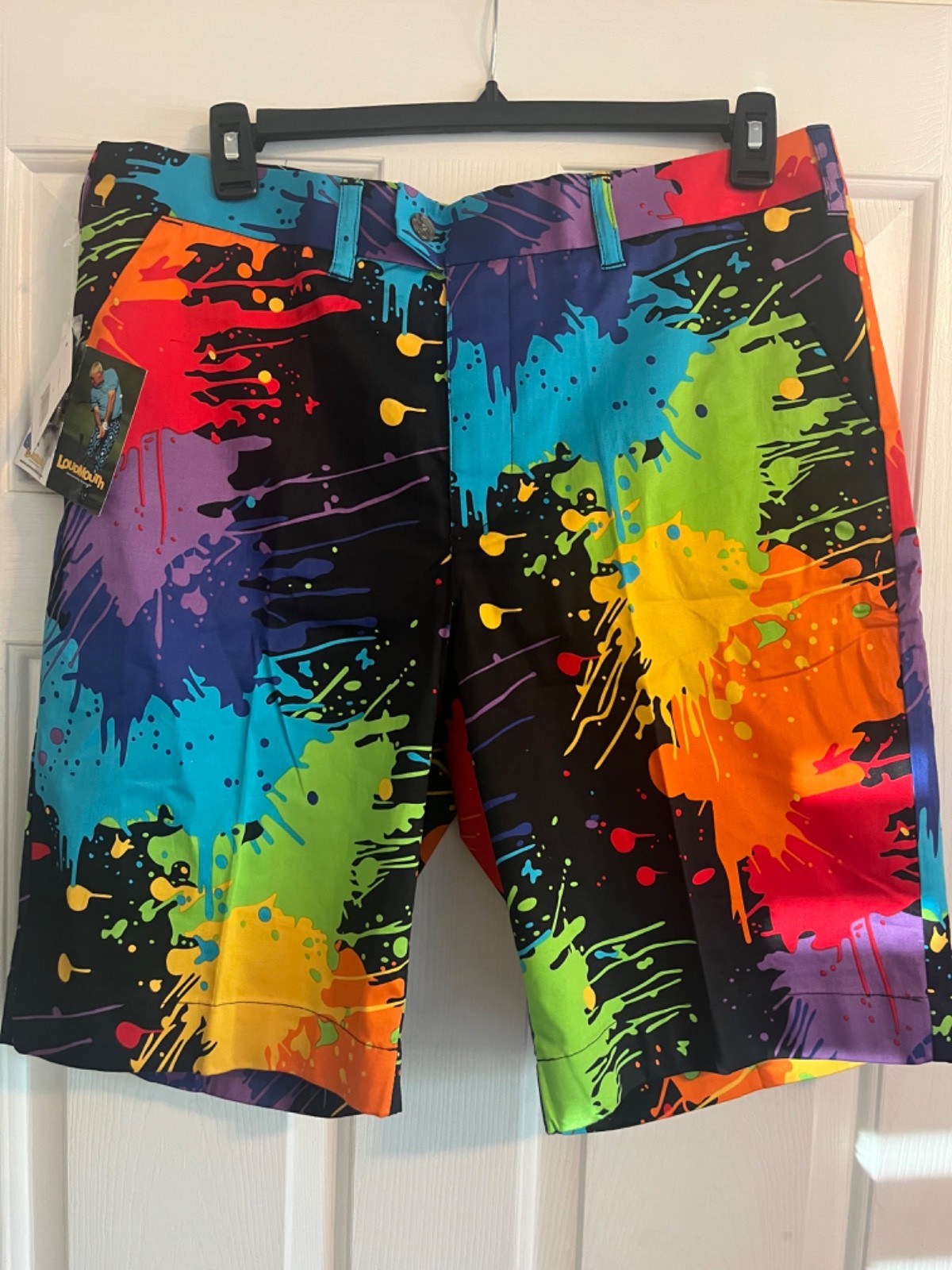 Shorts Mens 36" Paint Splatter Design, Hip, Knee Length