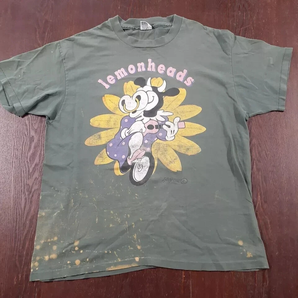 vintage t-shirt 1992 Lemonheads Green Cow Evan Dando Anvil XL alternative rock - Image 2 of 4