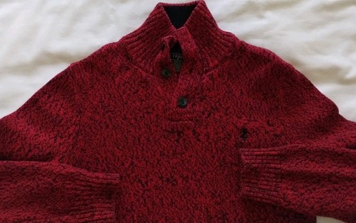 EUC BOY'S IZOD RED & BLACK PULL-OVER FLECK BUTTON COLLAR COTTON SWEATER SIZE 8 - Picture 4 of 11