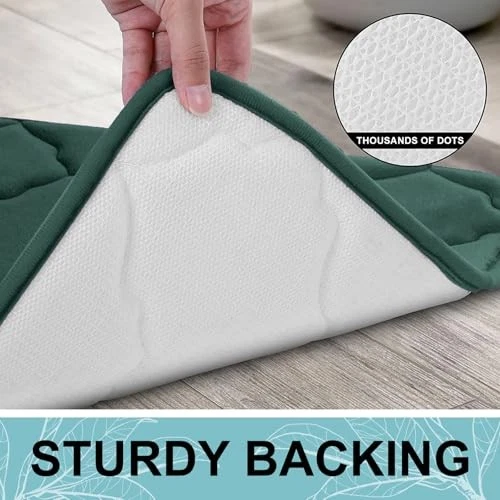  Memory Foam Toilet Rugs U-Shaped 24x20, Ultra 24" x 20" Contour Rug Dark Green - Image 4 of 4