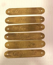 Antique Engraved Brass Label Plate Lot Crystals Pendants Rings Earrings Clasps