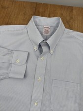 Brooks Brothers Traditional Fit Long Sleeve Dress Shirt Men's 17-35 Blue Striped