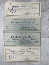 4 Antique 1912–1917 Hamlin Oil Company Checks Pleasantville Ohio Oil Ephemera