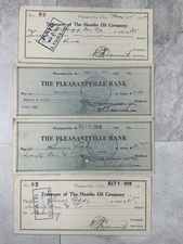 4 Antique 1912–1917 Hamlin Oil Company Checks Pleasantville Ohio Oil Ephemera