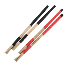 2 Pairs Jazz Drum Brushes Drumsticks - with Comfortable Rubber Handles For