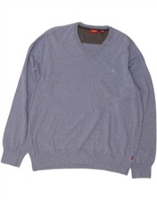 IZOD Mens V-Neck Jumper Sweater XL Blue Cotton CW13