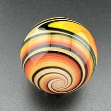 Vetro artistico contemporaneo fatto a mano marmo 1,03" arancione rosso giallo UV verde vortici