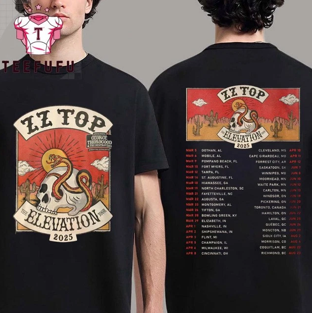 ZZ Top The Elevation Tour 2025 Scheduler T-Shirt | eBay