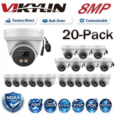 20-Pack Vikylin Full Color 4K 8MP Outdoor POE IP Camera Motion Detection w/ MIC