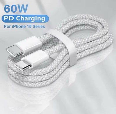 60W USB C to C PD Fast Charging Cable for iPhone 15 Samsung Huawei