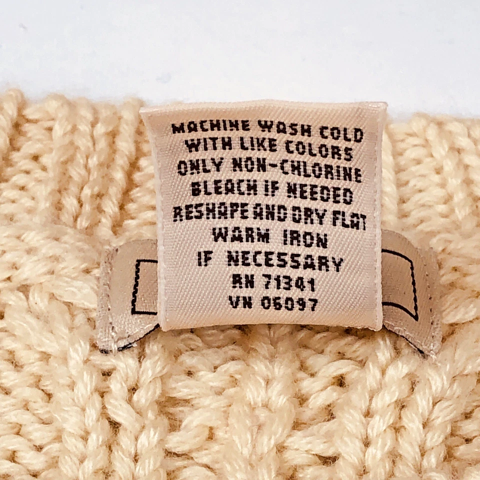 Suéter LL Bean Kids Mezcla de Lana Pescador Tejido con Cable Marfil Talla Grande 14-16 Foto 4 de 4