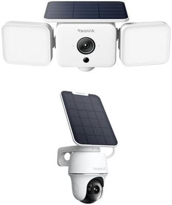 Solar Floodlight Cam + Argus PT Ultra, 4K 360° Security Cameras Wireless Outdoor
