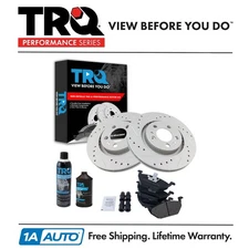 TRQ Front Semi Metallic Brake Pad & Performance Rotor Kit w/Chemicals