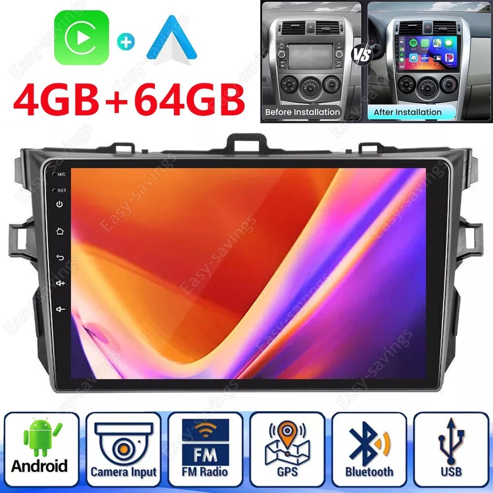 For Toyota Corolla 2009-2015 Android 15 4+64G Car GPS Radio Stereo Apple Carplay