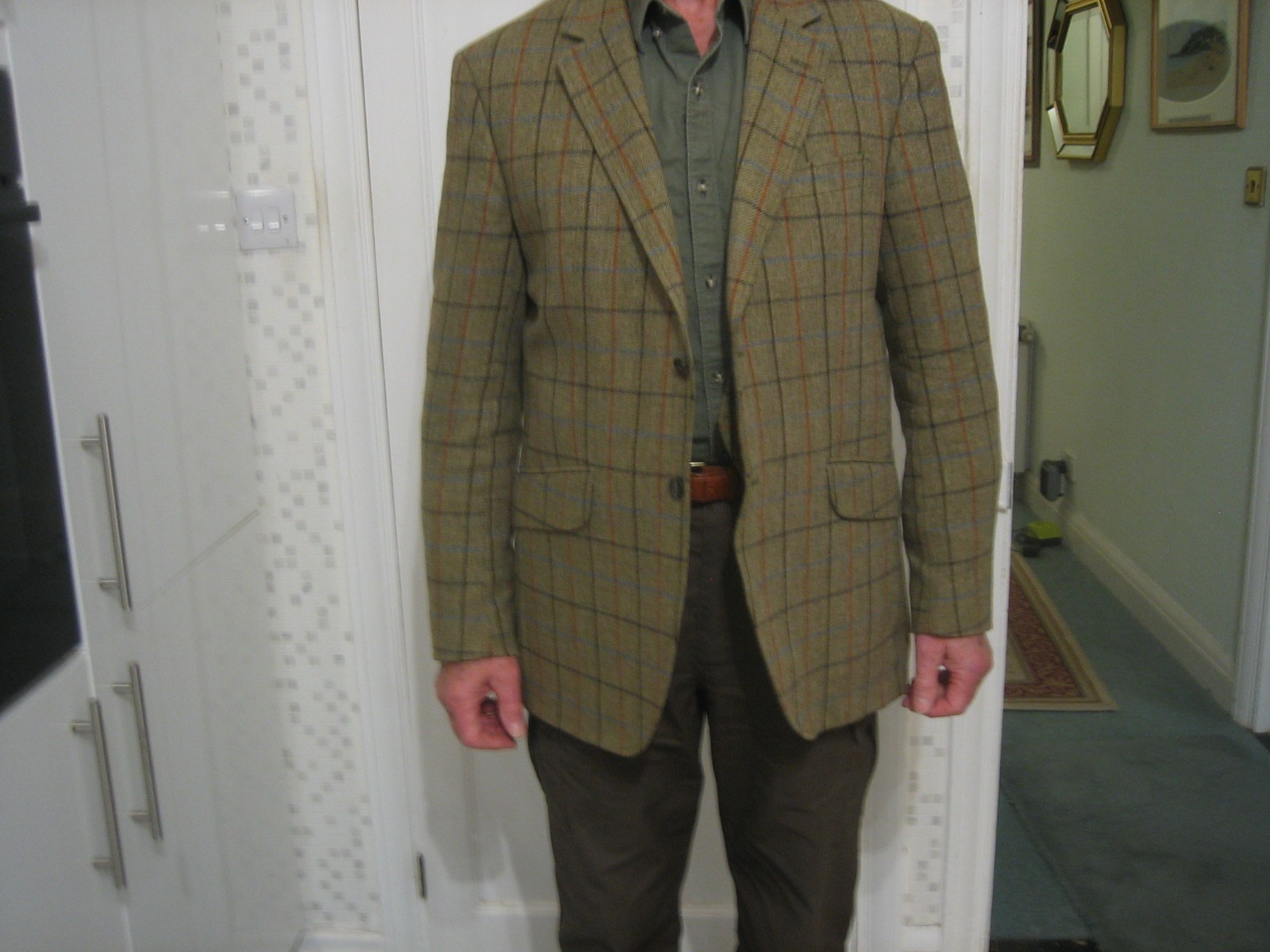 Hackett green Robert Noble tweed checked patch blazer 44R & matching Cap Medium image 2