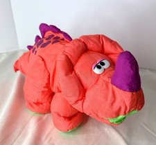Vintage Fisher Price Puffalump Dino Roar Fluorescent Orange Triceratops 1992