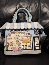 Vendula London La Bicyclette   blue  Handbag With Strap Novelty Bag 10x9x4inch
