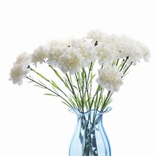 10pcs White Carnations Silk Flower Artificial,Single Flowers Stems