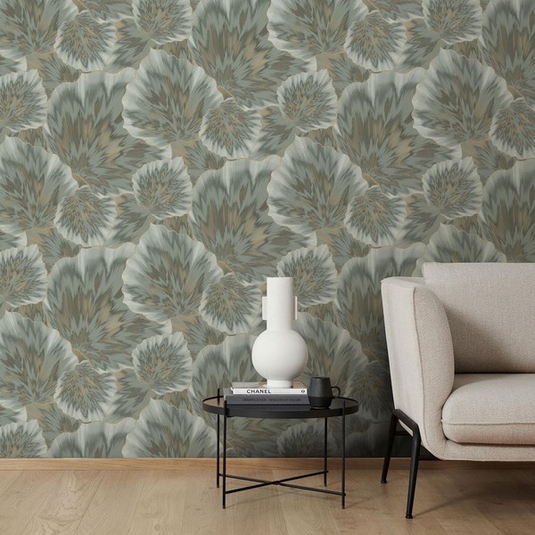 Erismann Vinyl Vliestapete Texturiert 3D Blumen GrüN Gold 10402-24-image