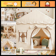 Kids Play Tent with Double Door - Children's Playhouse Castle Tent - Beige Color