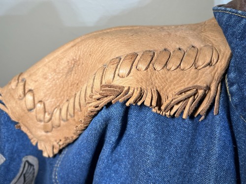 Vintage Marlboro Country Store Harley Davidson Leather Trim Denim Jacket - Picture 15 of 24