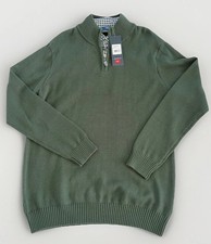 Image of Cotton Traders Zip Neck Jumper with Mock Shirt – Green – New with Tags – Size L