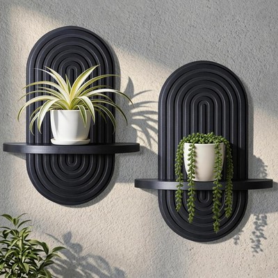 Set of 2 Boho Arched Floating Shelves 15.7 x 7.8 3D Wooden Hanging Shelf for ...