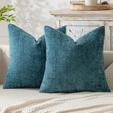 Pack of 2 Decorative Pillow Covers 18x18 Inch Soft 18" x 18" Pack of 2 Teal