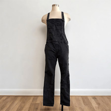 Free People Black Denim Jean Straight Overalls 30 Medium