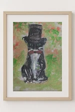 Whimsical Tuxedo Cat Painting – 9x12 Original Acrylic, Top Hat & Bow Tie Art