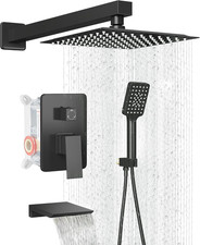 Matte Black Shower Faucet Set with 10" Rainfall Handheld Shower Combo