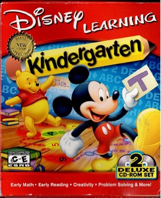 Disney Learning Kindergarten Pc New Big Box XP 2 Cd Rom Mickey Pooh Math Reading