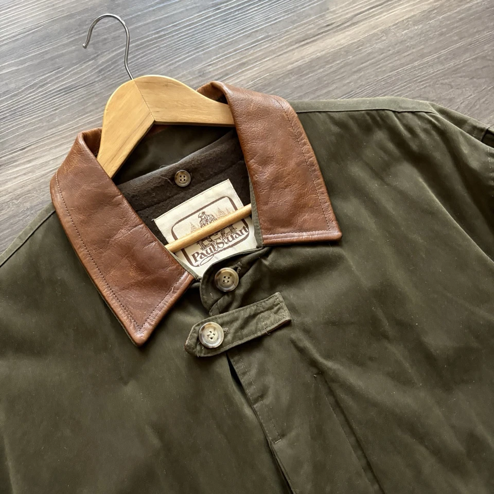 Vintage Paul Stuart Trench Coat Men's Size L Wool Liner Green Waxed Interior USA - Image 2 of 4