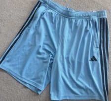 Adidas XL Men's Shorts Blue Black Train Gym 9” Zip Pockets Aeroready