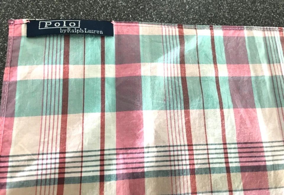 Vintage Polo Ralph Lauren Cotton Plaid Pocket Square Scarf - Image 3 of 4