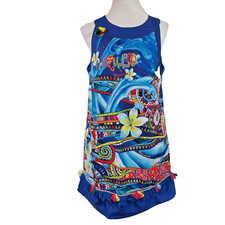 Rosalita Mcgee Dress Artsy Abstract Fringe Sleeveless A Line Women Size Medium