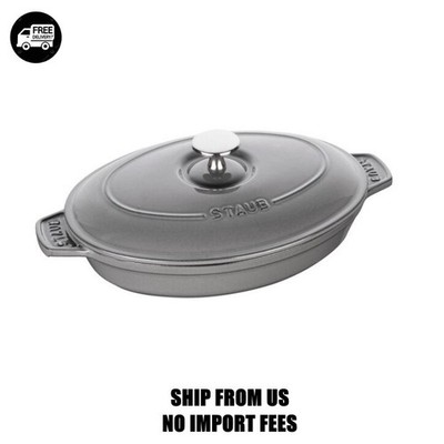 Staub Cast Iron9-inch, Oval, Covered Baking Dish With Lid, Graphite Grey
