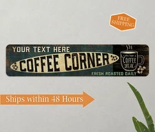 Custom Coffee Corner Decor Cafe Bar Shop Personalized Gift 4x18 104182002040