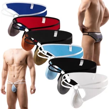 Men Sexy Jockstrap Underwear G String Briefs Shiny Lingeries Bikini Underpants