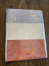 Sabana Home Dora Luxury Flat Sheet - Queen/ Full - White/ Dusk Blue