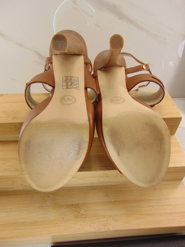 MICHAEL KORS SANDALO TACCO ALTISSIMO MARRONE pelle plateau 9 M SEMBRA FANTASTICO - Foto 8 di 8