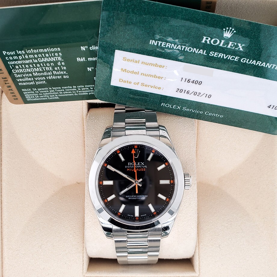 Rolex Milgauss 40MM 116400 Black Dial Stainless Steel Watch Box Papers