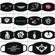 Handmade Anime Cartoon Inspired Expression New Cotton Face Mask Cover - Black