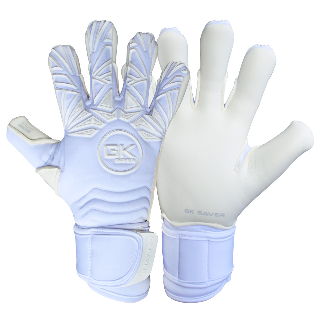 Guantes de portero de fútbol profesional GK Saver Bravo W1 todos blancos talla 6-11