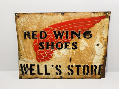 Original Red Wing Shoes Advertising Sign Embossed Metal Original Red Wing Shoes Advertising Sign Embossed Metal