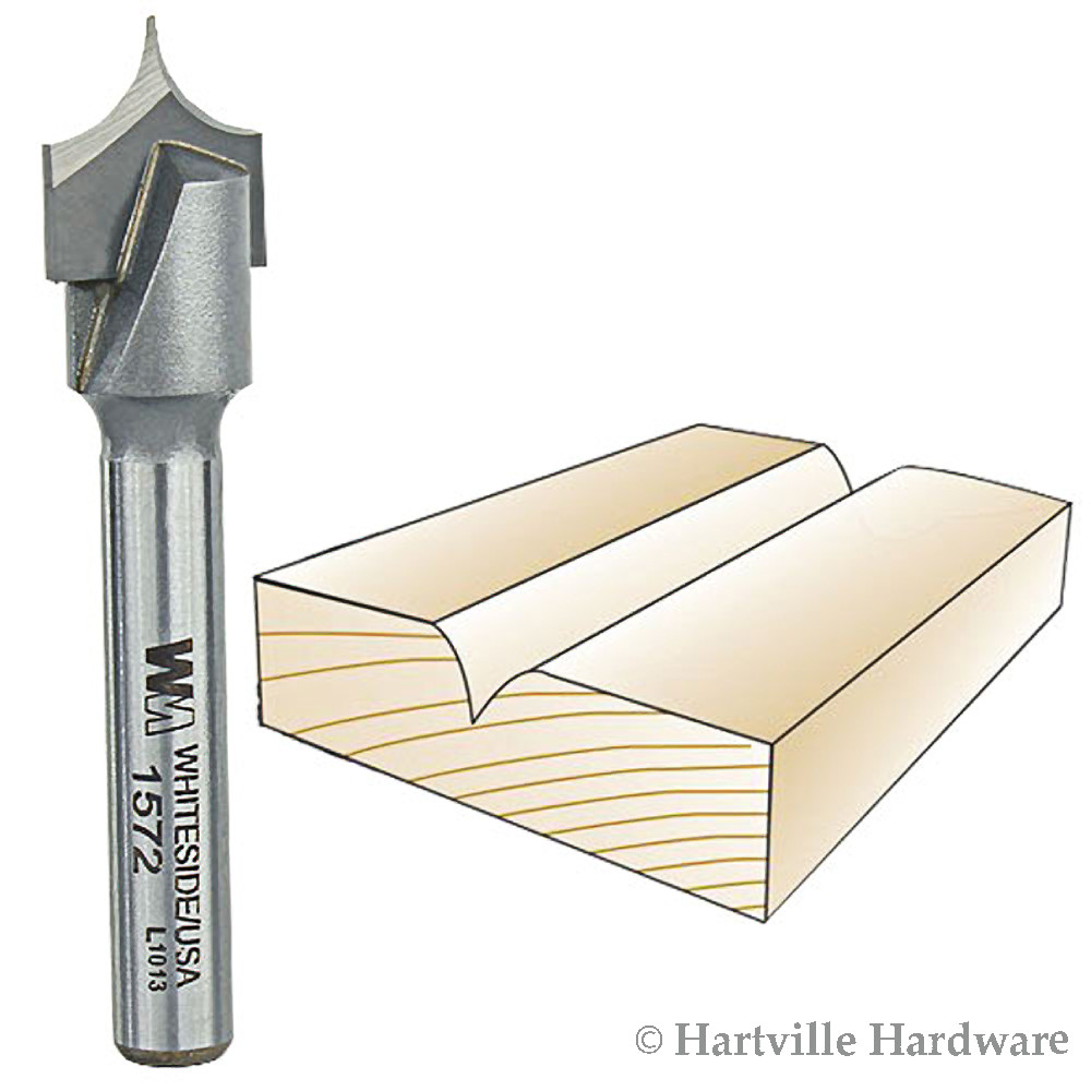 Whiteside #1572 Point Cutting Roundover Decorative Trimming/Lettering Router Bit
