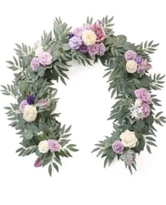  6ft Artificial Eucalyptus Garland with Flowers Fake Greenery Faux Floral Lilac