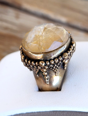 Vintage Stephen Dweck Bronze and Rutilated Quartz Large Statement